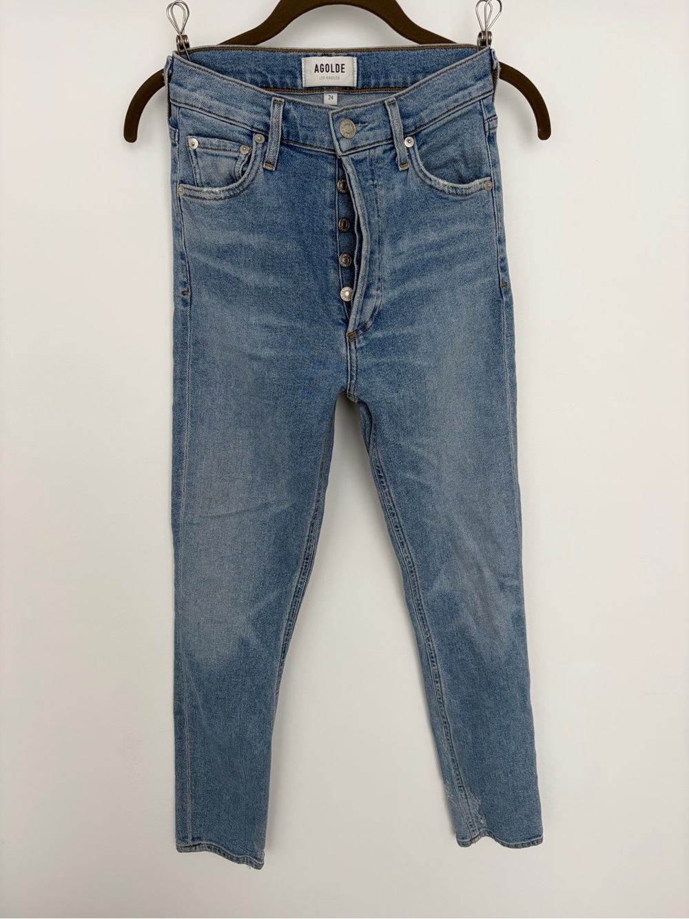 AGOLDE Nico High-Rise Button-Fly Women’s Jeans in Light Blue